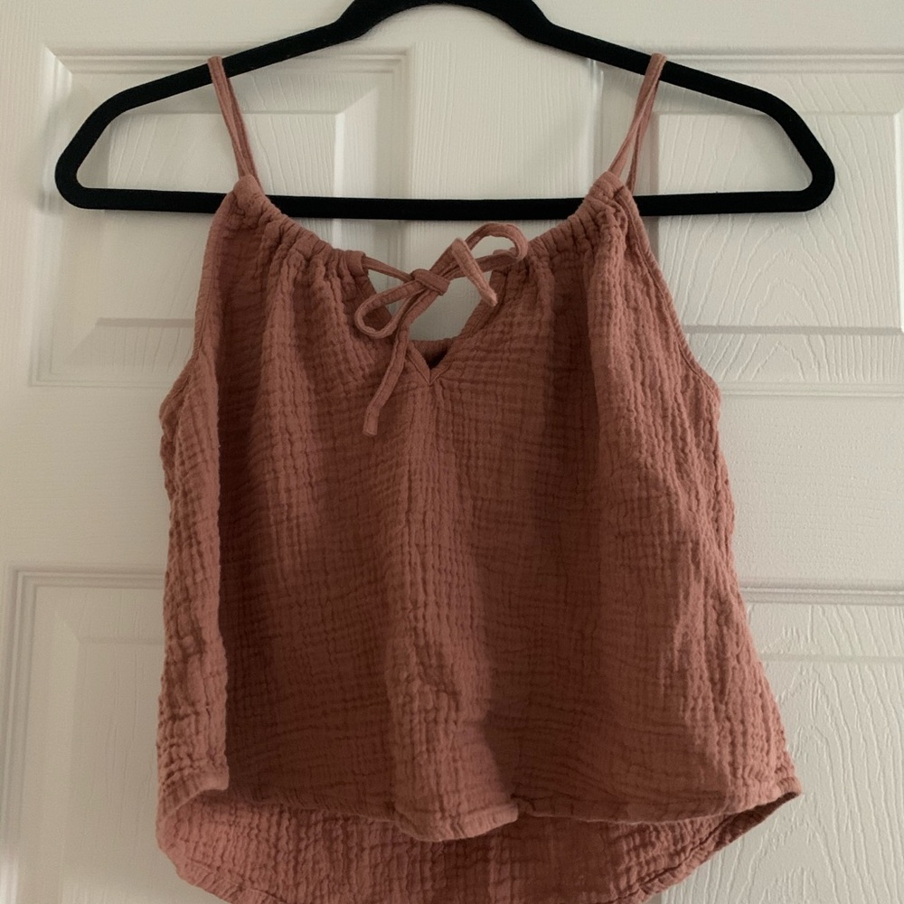 O'Neill Pink Smocked Tie Front Camisole